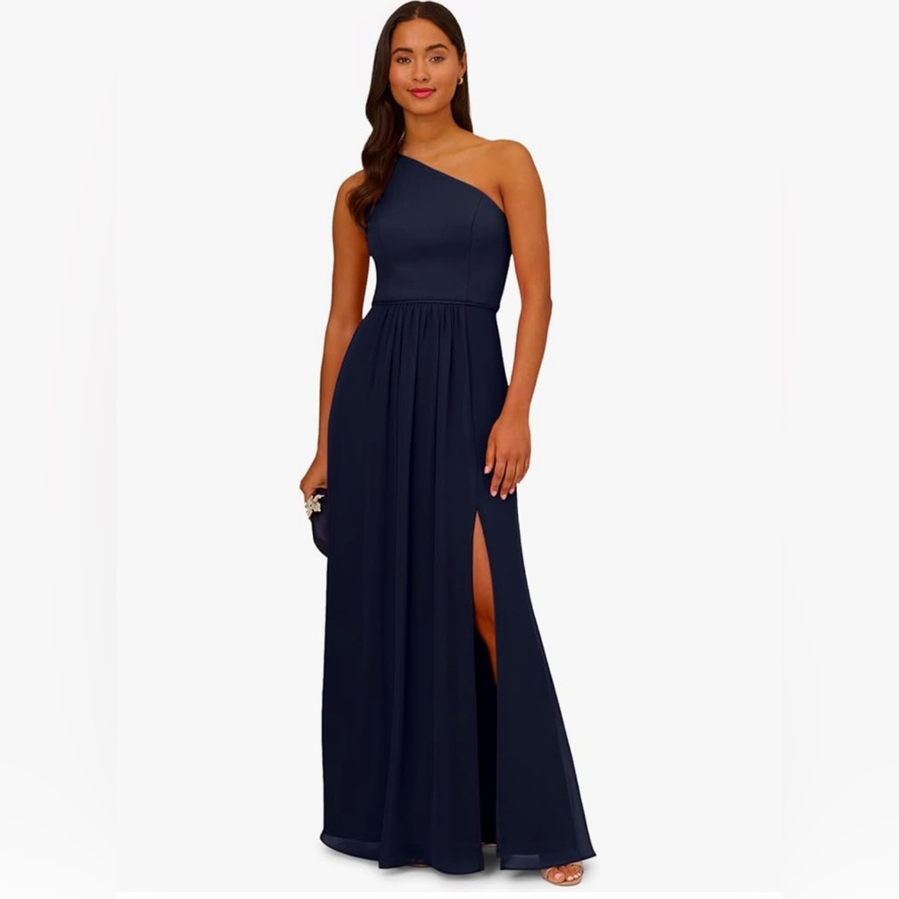 Navy One Shoulder Gown